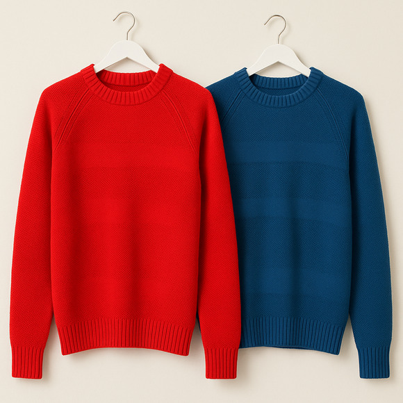 Lands End Drifter Mens Sweater Medium 38-40 Blue Red Crewneck Preppy Bundle Lot - Picture 1 of 11